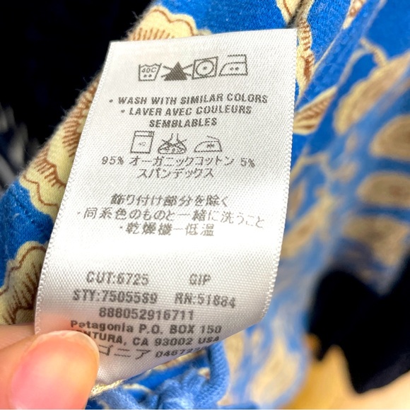 Patagonia Rare A-Line Denim Blue And Tan Floral Print Drawstring Minskirt Sz S - Picture 4 of 6